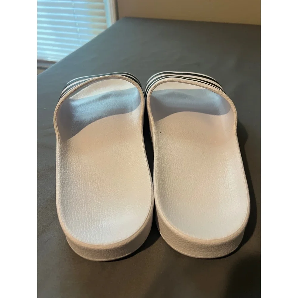 Adidas Adilette Aqua Slides Mens Size 13 White Black F35539 Striped Sandals‎